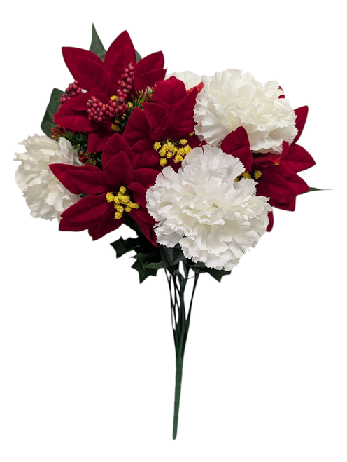 Red & White Poinsettia Carnation Bush Red & White Poinsettia Carnation Bush