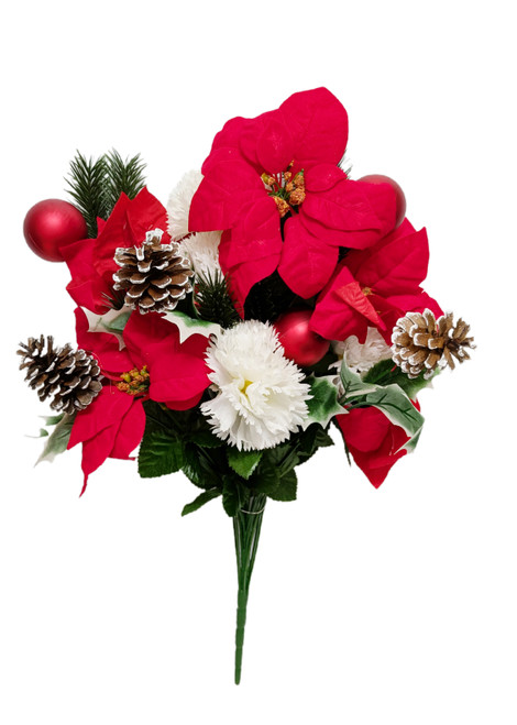Poinsettia Hydrangea Bush with Evergreen & Red Balls Poinsettia Hydrangea Bush with Evergreen & Red Balls