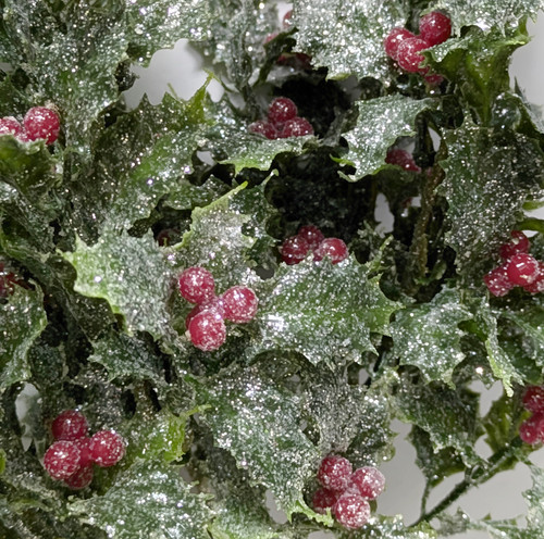 Iced Green Holly Bush with Berries Iced Green Holly Bush with Berries