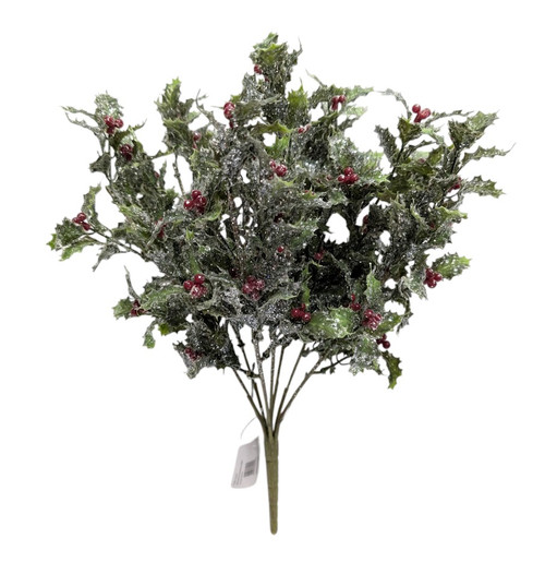 Iced Glimmer Green Holly Bush with Berries Iced Glimmer Green Holly Bush with Berries