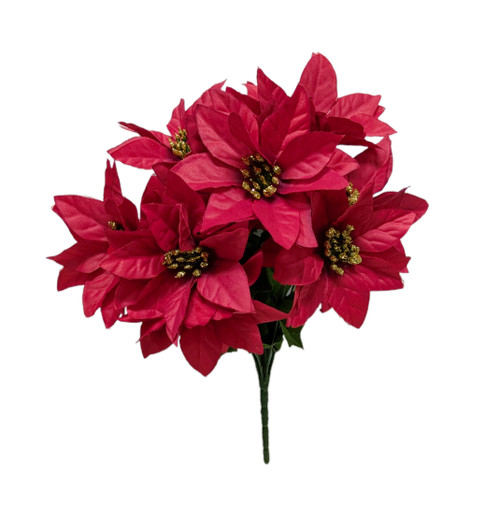 Burgundy Poinsettia Bush with Gold Sparkle Center