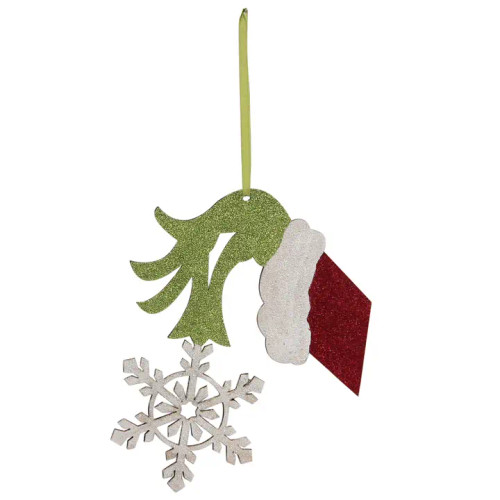 Green Monster Sparkly Hand with Snowflake Ornament Green Monster Sparkly Hand with Snowflake Ornament
