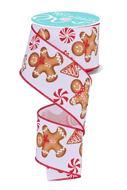 Gingerbread Man & Peppermint Candy Ribbon 2.5"