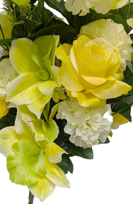 36" Orchids, Dahlias, & Roses Mixed Bush - Yellow
