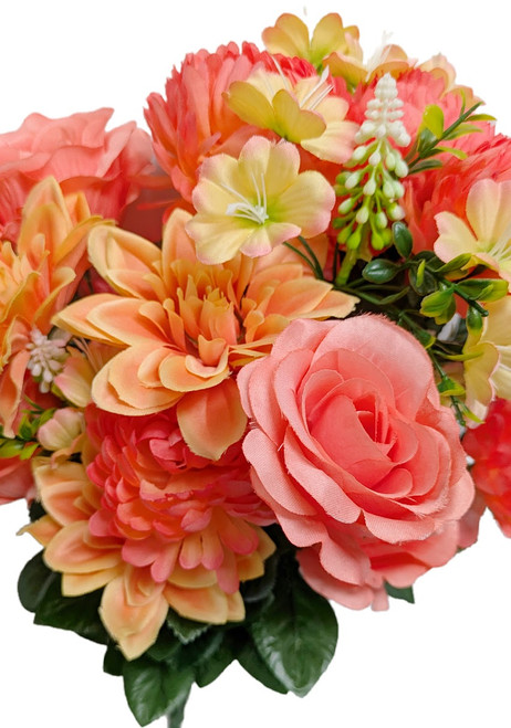 36" Peach Dahlia, Mum, & Rose Mixed Bush