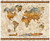 Globetrotter World Map Tan Cotton Fabric Panel by QT Fabrics
