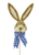 23-inch Bunny Head Easter Pick – Natural Straw Rabbit with Blue Plaid Bow