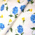 Floral Print Flannel Fabric: Blue & Yellow Roses on White