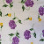 Floral Print Flannel Fabric: Purple & Yellow Roses on White