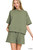 Ribbed Round Neck Waist Banded Tee & Shorts Set ~ Each Piece Sold Separately