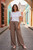 Wide Leg Drawstring Linen Look Pants with Pockets