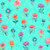 Spring Bling Aqua Stemmed Flowers Cotton Fabric
