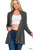 Women's Heathered Ribbed Open Front Cardigan with Pockets