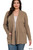 Women's Heathered Ribbed Open Front Cardigan with Pockets