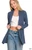 Women's Heathered Ribbed Open Front Cardigan with Pockets