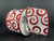 White and Red Satin Glitter Swirl Wired Ribbon 2.5"