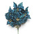 Teal Blue Poinsettia Bush with Textured Petals and Gold Glitter Centers