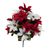 Red & White Poinsettia Bush with Gold Tipped Evergreen Sprigs 