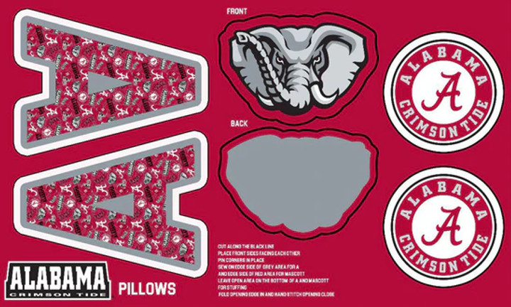 UNIVERSITY OF ALABAMA-Collegiate Pillow Project-100% Polyester Minky-AL1359