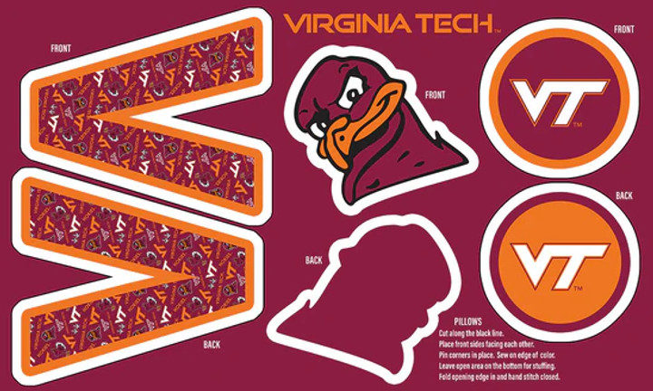 VIRGINIA TECH UNIVERSITY-Collegiate Pillow Project-100% Polyester Minky-VT1359