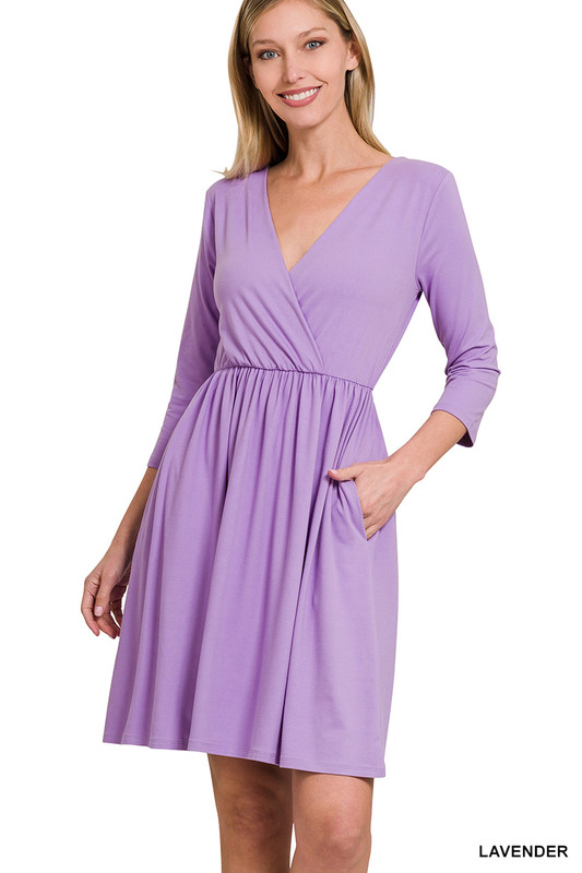 Buttery Soft 3/4 Sleeve Pocket Dress Buttery Soft 3/4 Sleeve Pocket Dress