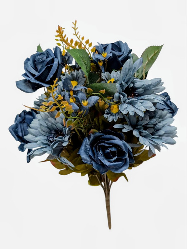 Rose & Gerber Daisies - Dusty Blues