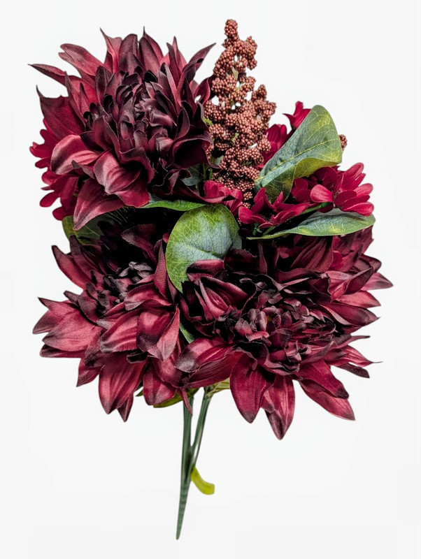 Fall Dahlias & Daisies - Burgundy