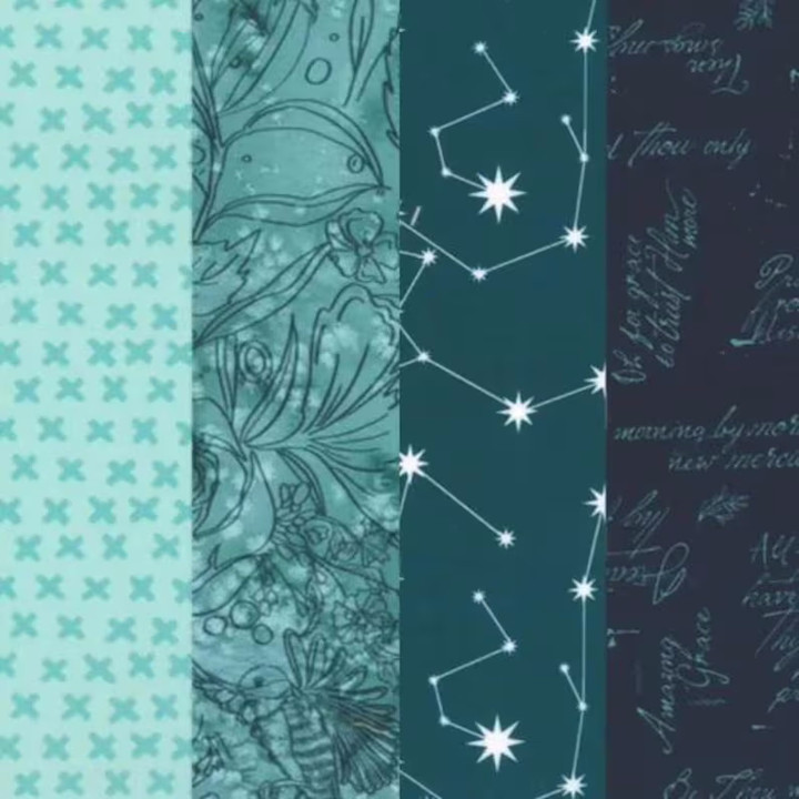 Moda 50 Years Celebration – 4-in-1 Blender Print (Prussian Blue Colorway)