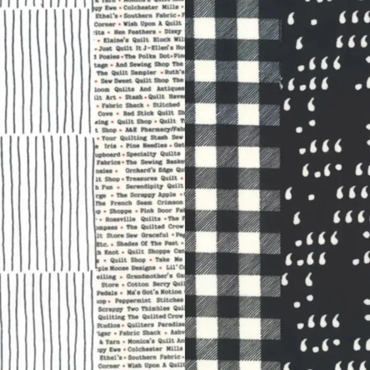 Moda 50 Years Celebration – 4-in-1 Blender Print (Black & White Colorway)