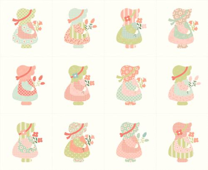 Sunbonnet Sue Porcelain Panel Fabric by Heather Briggs Sunbonnet Sue Porcelain Panel Fabric by Heather Briggs