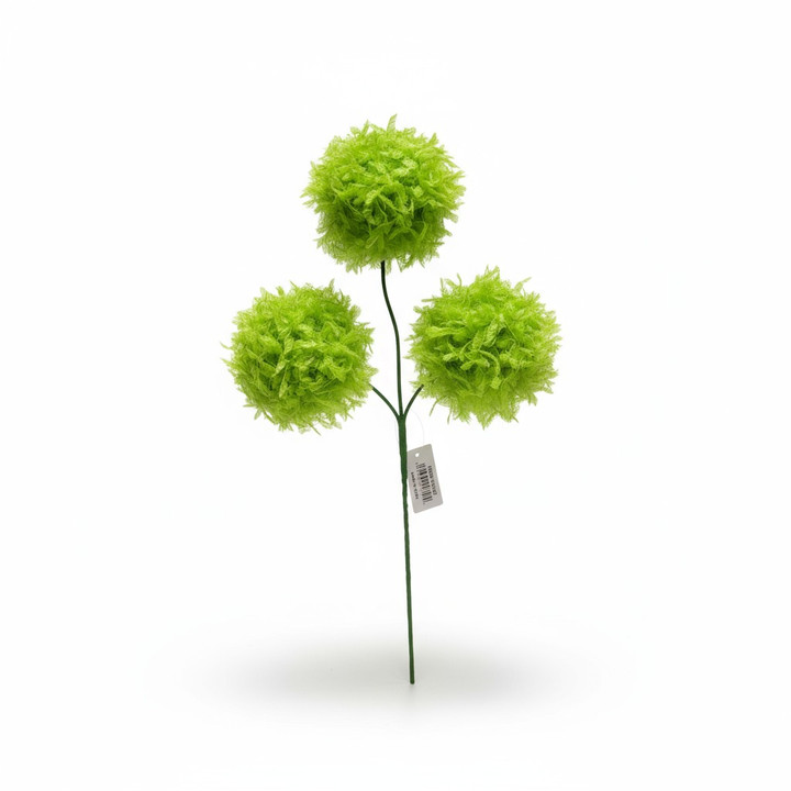 Lime Green Fuzzy Pom-Pom Floral Spray (Shag Texture)