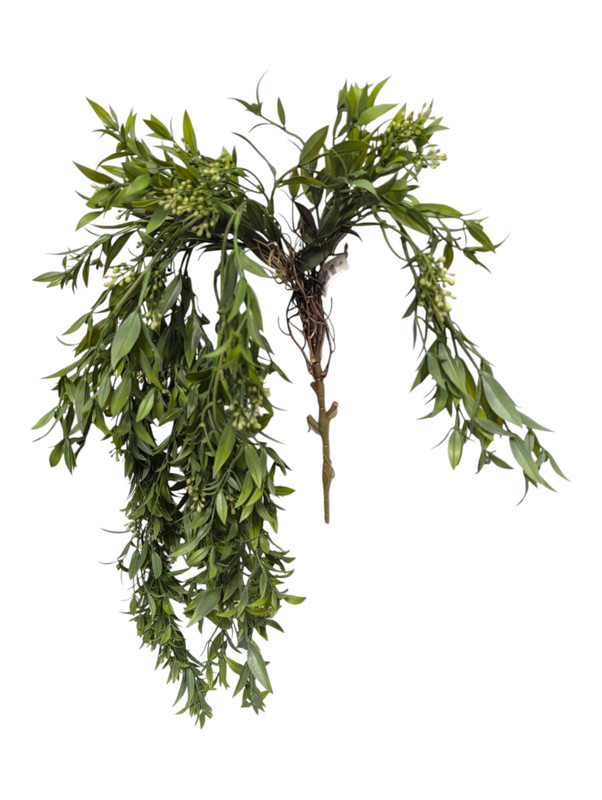 Light Green & White Seeded Willow Hanging Bush