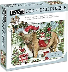 LANG Holiday Highland Cow 500 Piece Jigsaw Puzzle