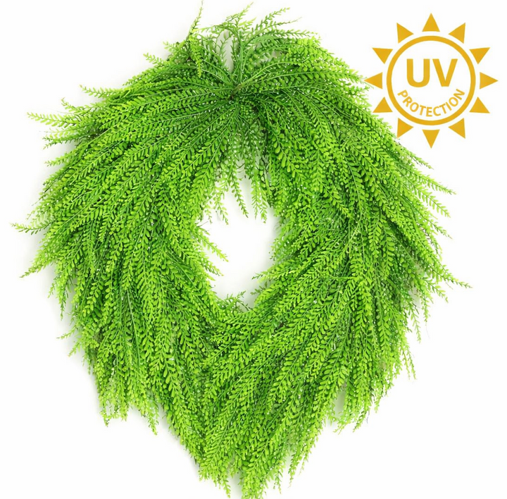 26" X 32" OVAL Bead Grass Wreath ~ 2-Tone Green (Indoor / Outdoor Use)