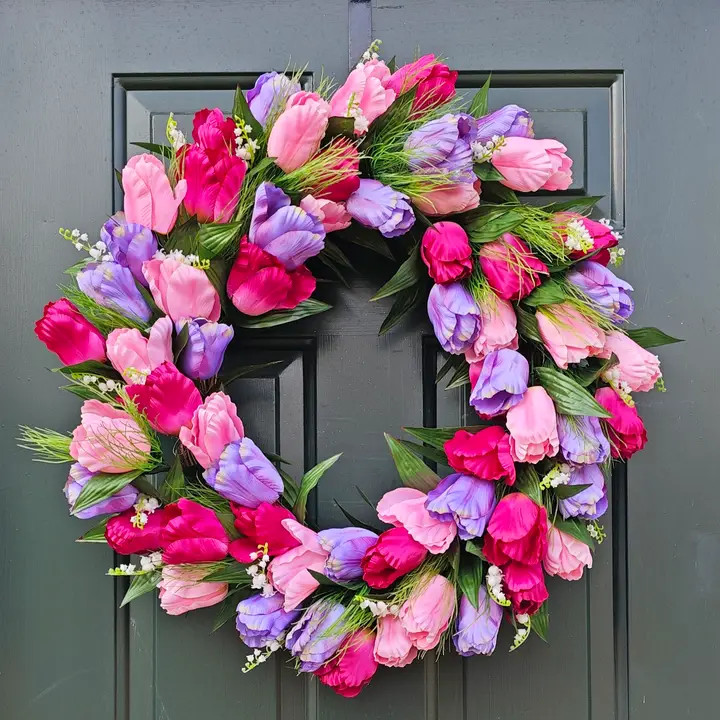 24" Beauty Pink & Lavender Tulip Wreath