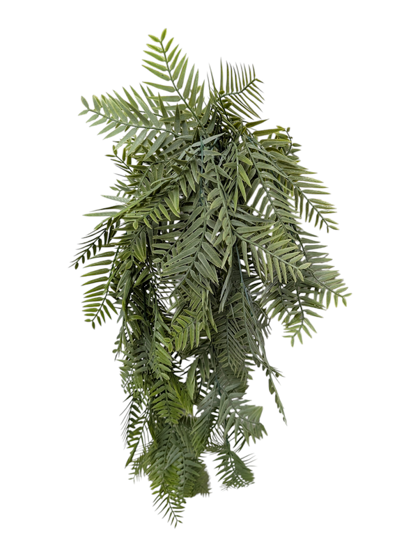 30" Fern Hanging Bush - Muted Sage Green Trailing Foliage