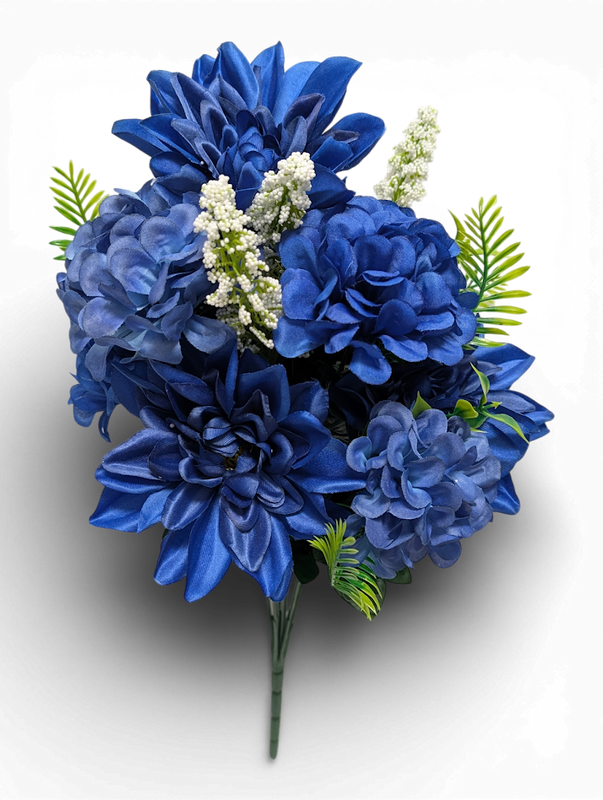 Royal Blue Dahlia and Mum Bush
