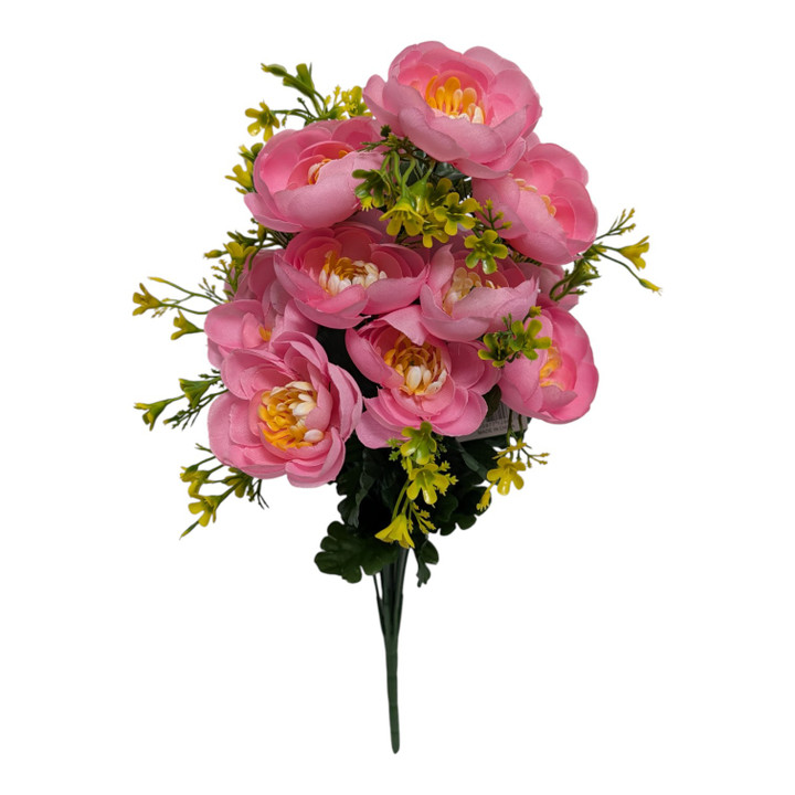 Primrose Pink Ranunculus Bush with Yellow Fillers