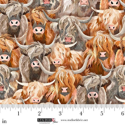 Highlander Gingerbread Highland Cow Fabric by Cat Thurman Designs
