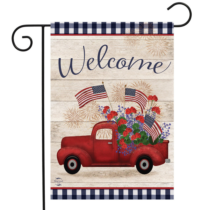 Stars and Stripes Patriotic Truck Garden Flag - 12.5" x 18" - Briarwood Lane