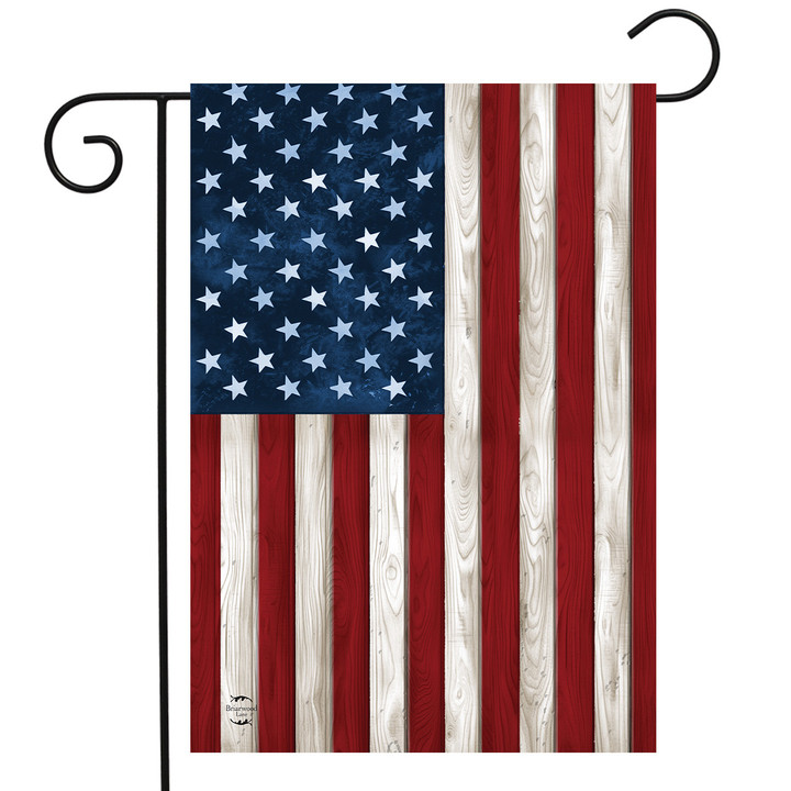 Wood American Flag Rustic Patriotic Garden Flag - 12.5" x 18" - Briarwood Lane