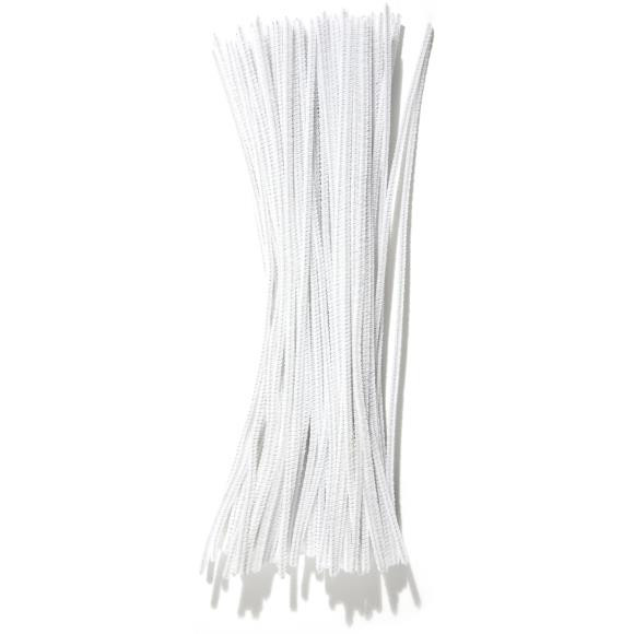 WHITE Premium 100-Count Chenille Stems - 6mm x 12"