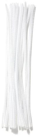 WHITE Premium 25-Count Chenille Stems - 6mm x 12"