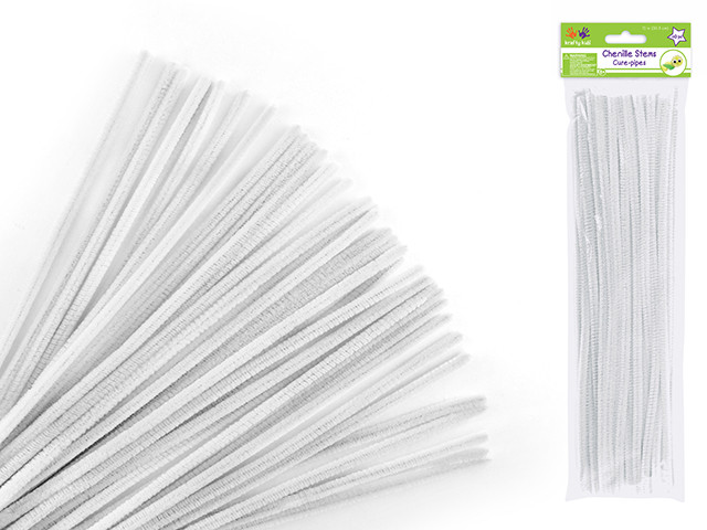WHITE Premium 40-Count Chenille Stems - 6mm x 12"