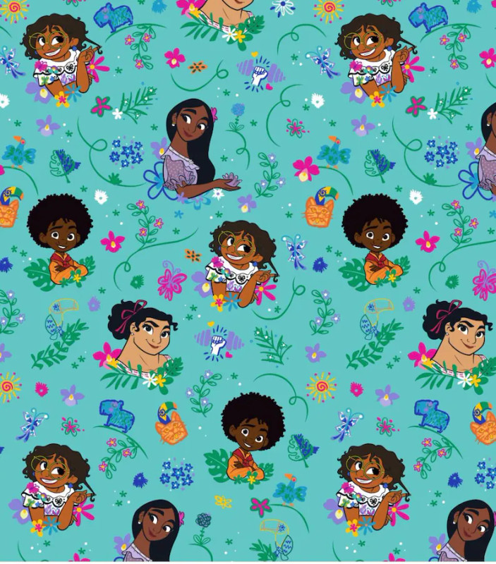 OFFICIALLY LICENSED Disney Encanto Fabric Encanto Floral Swirl Character Toss in Blue