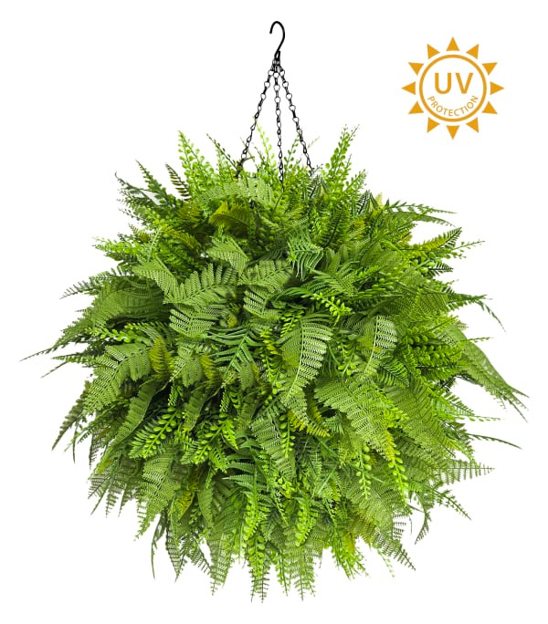 Fern/Bead Grass Hanging Ball 18.5" UV (Indoor / Outdoor Use)
