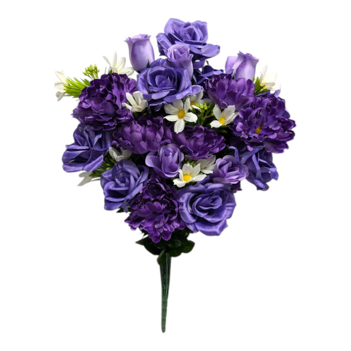 29" Purple Rose, Purple Peony & Lavender Bud Mixed Floral Bush