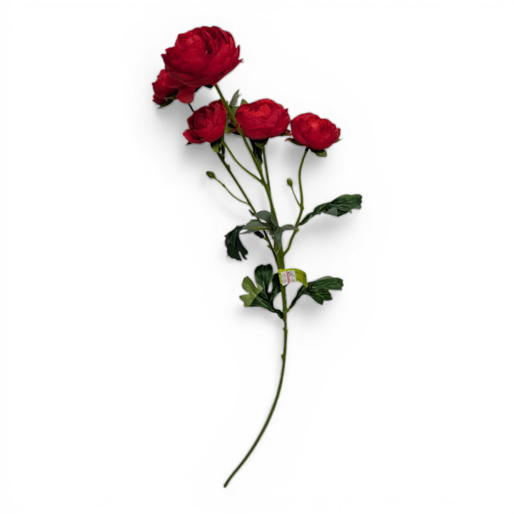 28" Deep Ruby Red Artificial Ranunculus Spray