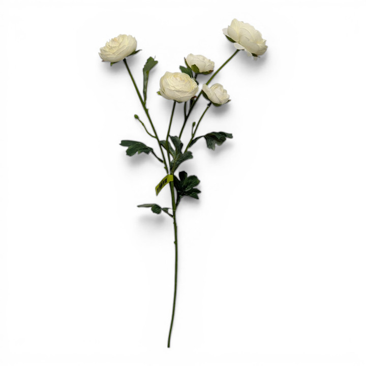 28" Crisp Creamy White Artificial Ranunculus Spray