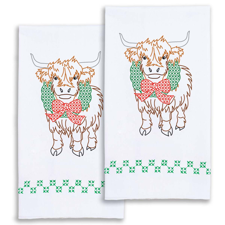 Highland Cow Christmas Decorative Hand Towels
